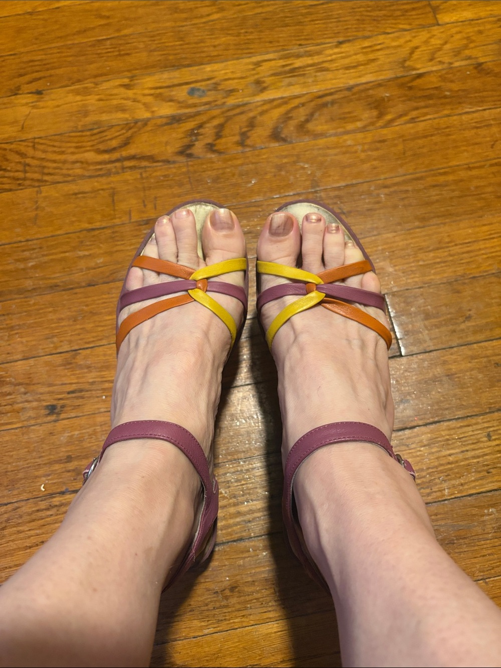 Women's Well Worn Multi-Color Strappy Camper Sandals - Stylish Summer Heels